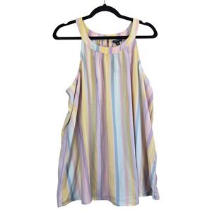 NWT Torrid Pastel Stripe Halter Neck Cami Tank Top Plus Size 1X‎ 14/16 Easter